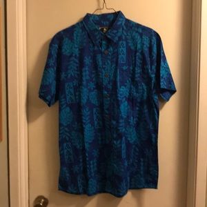 Hinano Tahiti blue button up shirt